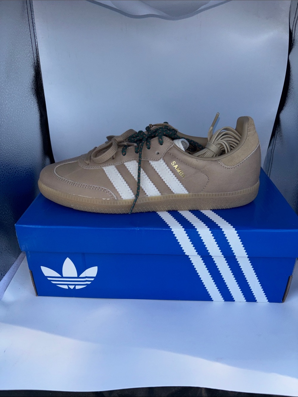 adidas Samba Men’s Sneakers in Tan with White Stripes